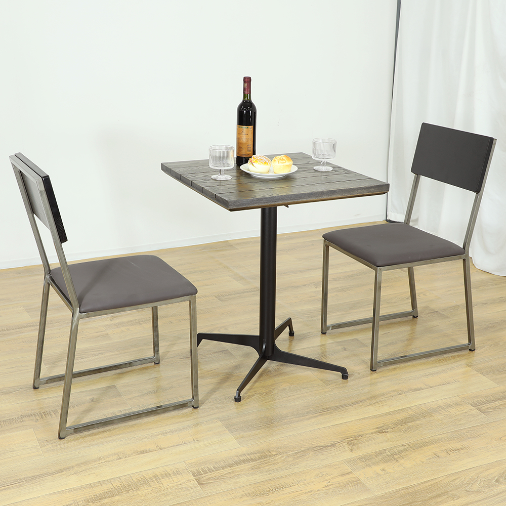 Gunmetal Chair and wooden dining table